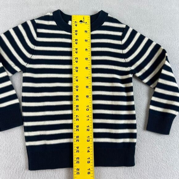 H&M Sweater Kids 3/4T Striped Navy Blue & White 100% Cotton Crewneck Knit - Picture 6 of 7